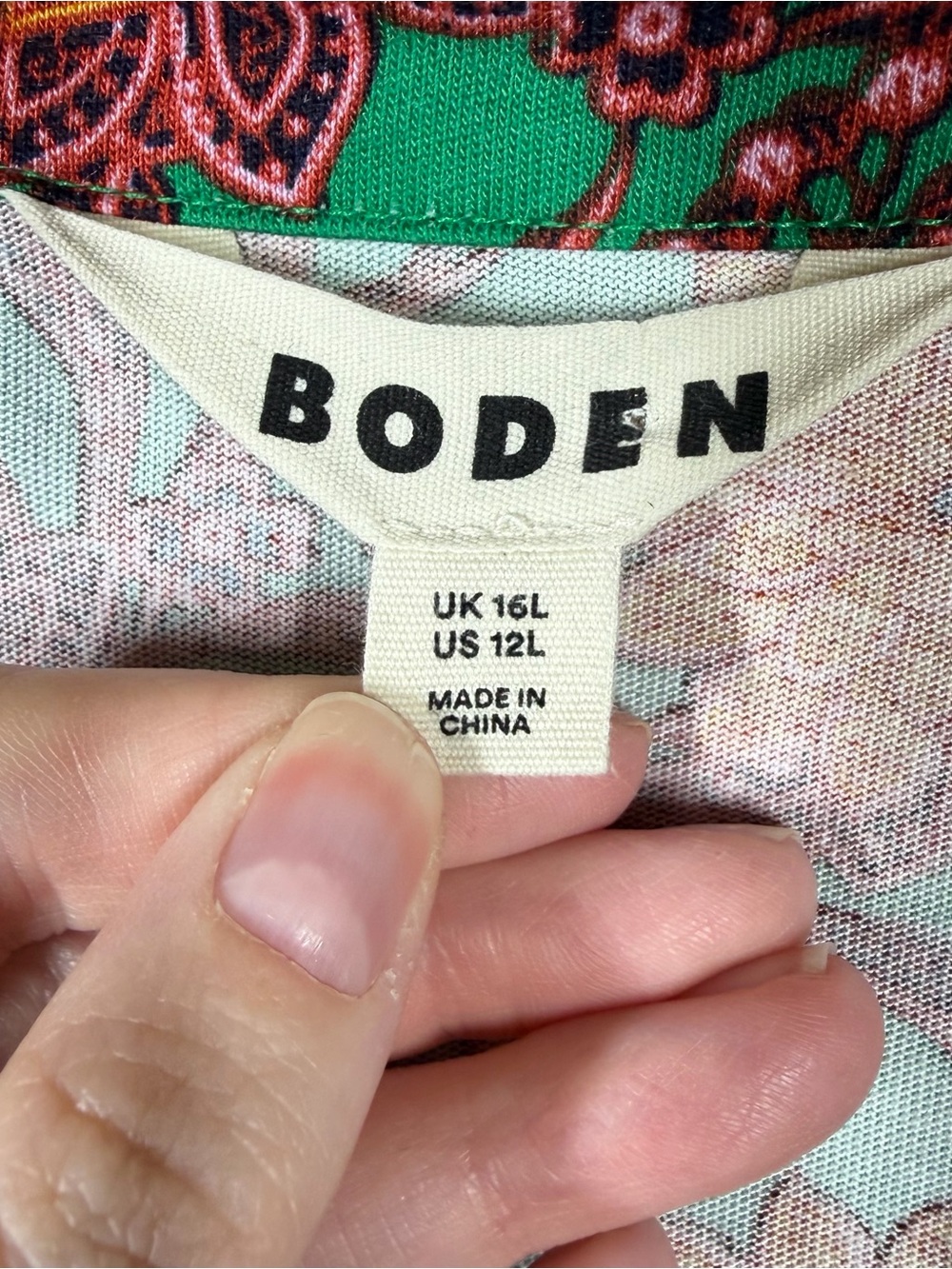 Boden Green Orange Floral Long Sleeve Midi Dress - Picture 3 of 6